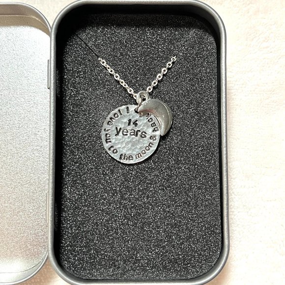 Wedding Anniversary I Love You To The Moon and Back Necklace 14th Anniversary - Picture 6 of 8